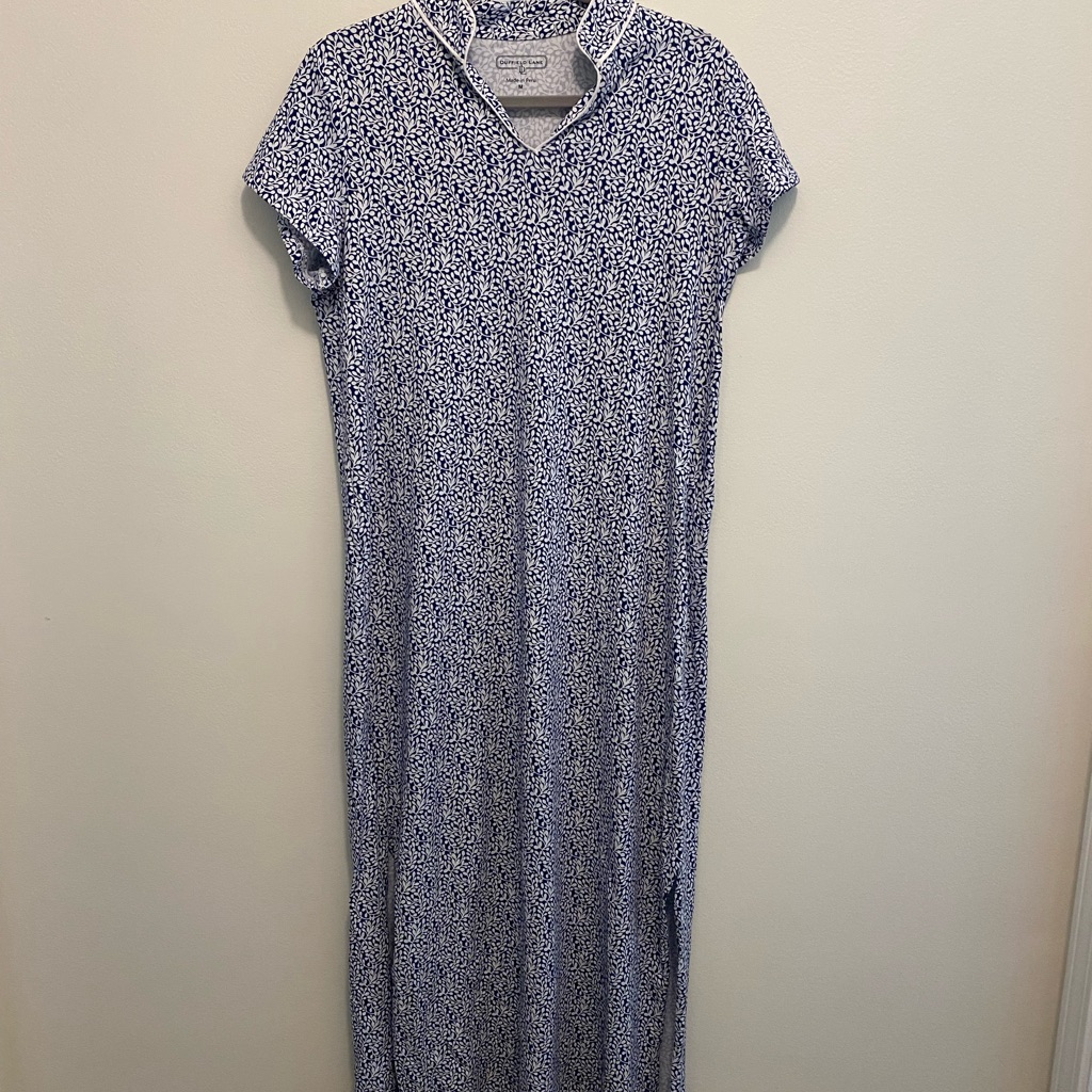 Duffield Lane Blue And White Sheath Maxi Dress